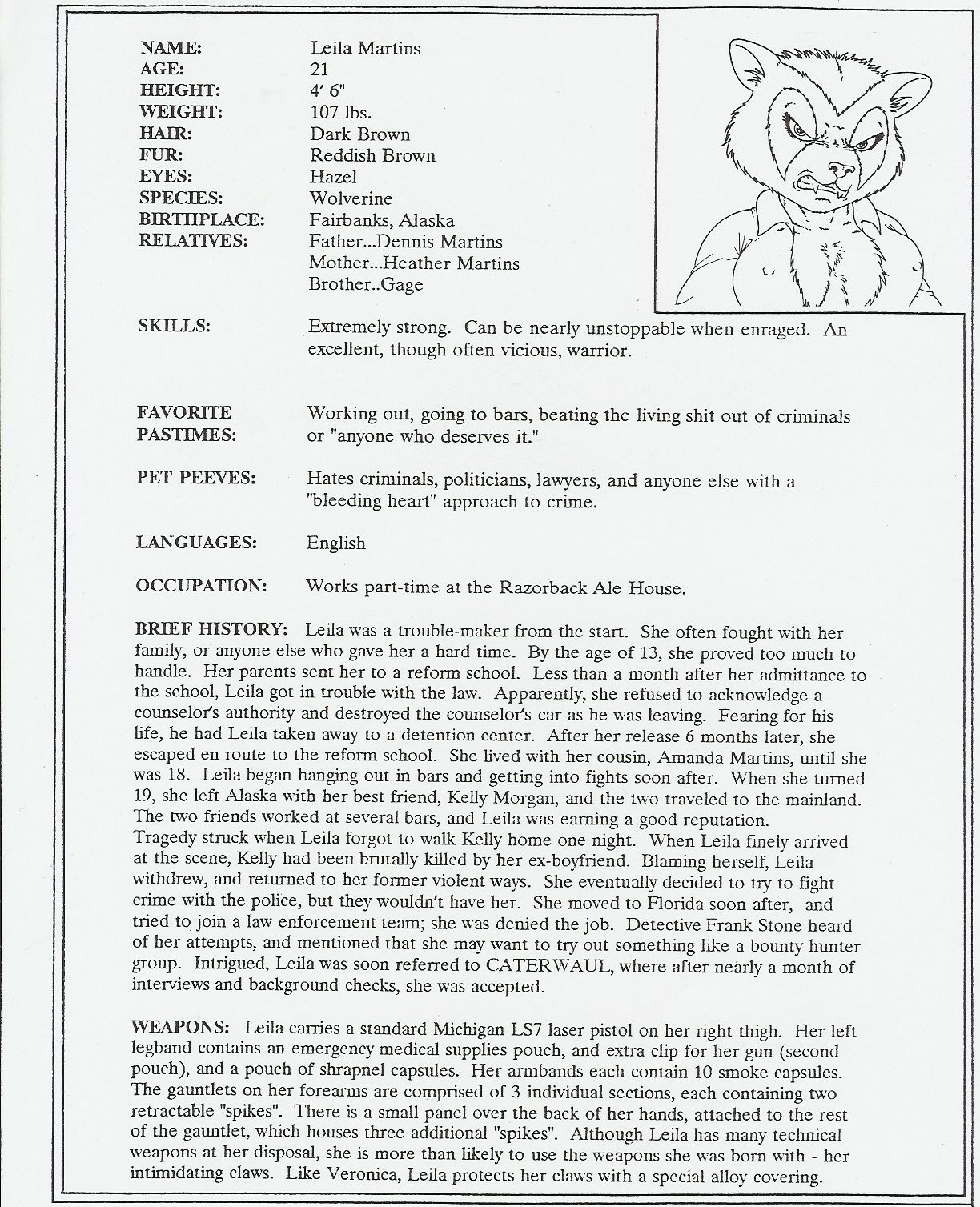 Caterwaul, INC: Character Files page 10 full