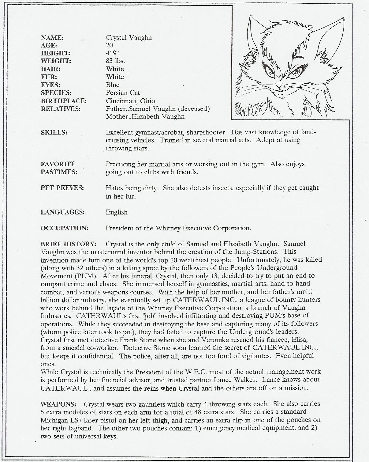 Caterwaul, INC: Character Files page 2 full