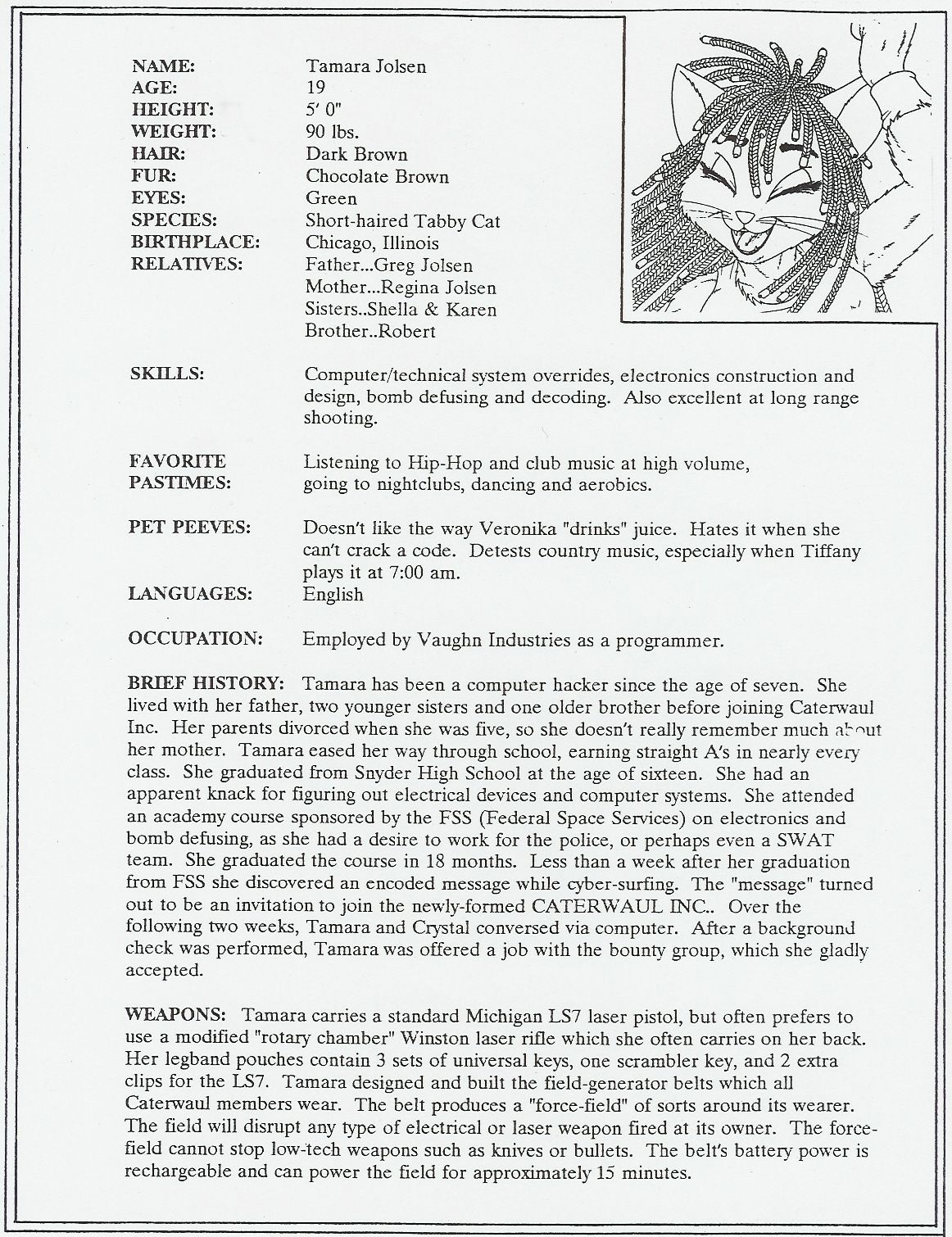 Caterwaul, INC: Character Files page 6 full