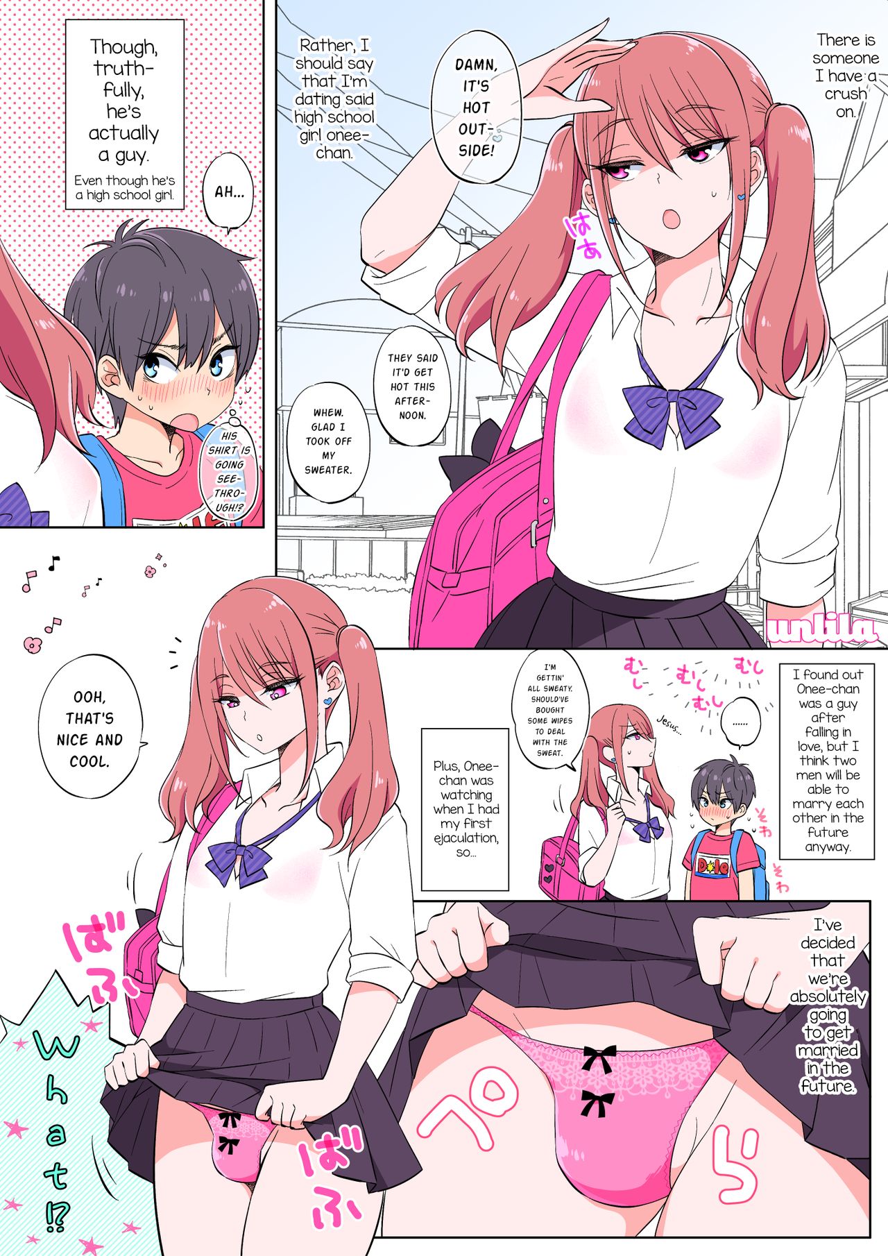 Twintail no Onee-chan♂ to Kurokami Shota | Twintail Onee-chan♂ and the Black Haired Shota page 1 full